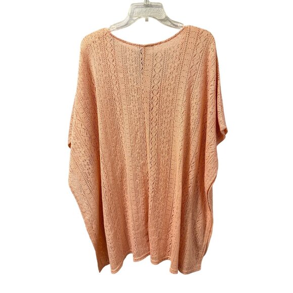 Loverich Peach Knit Beach Cover Up With Tie Front Elastic Waist Crochet Style Sz - Picture 10 of 12